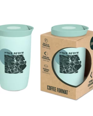 Coffee Format Miętowy kubek termiczny z motywem mapy 350 ml